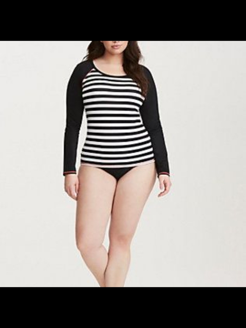 Rash GUARD-PLUS SIZE-Torrid Black and White Swim Top